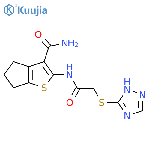 2-2-(1H-1,2,4-triazol-3-ylsulfanyl)acetamido-4H,5H,6H-cyclopentabthiophene-3-carboxamide structure