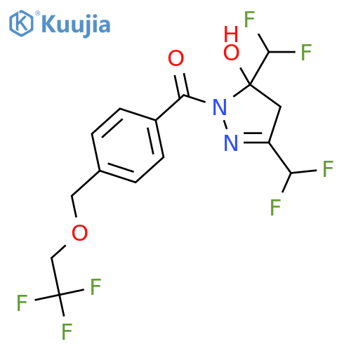<br>3,5-bis(difluoromethyl)-1-{4-[(2,2,2-trifluoroethoxy)methyl]benzoyl}-4,5-di hydro-1H-pyrazol-5-ol structure