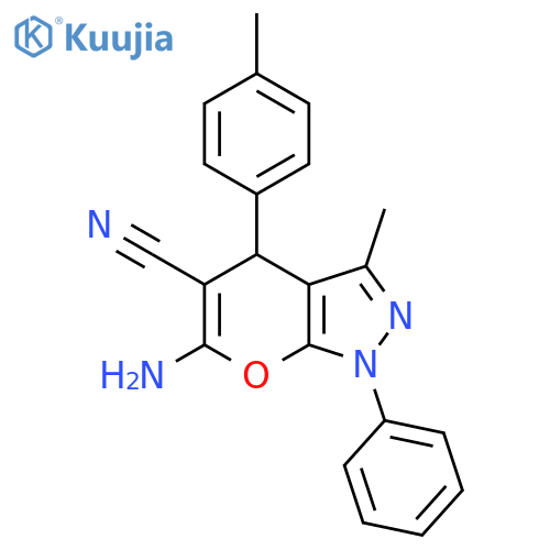 Pyrano[2,3-c]pyrazole-5-carbonitrile,6-amino-1,4-dihydro-3-methyl-4-(4-methylphenyl)-1-phenyl- structure