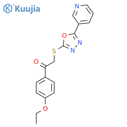 1-(4-ethoxyphenyl)-2-{5-(pyridin-3-yl)-1,3,4-oxadiazol-2-ylsulfanyl}ethan-1-one structure