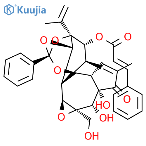 (3aR,3bS,3cS,4aR,5S,5aS,8aR,8bR,9R,10R,10aS)-5,5a-dihydroxy-4a-(hydroxymethyl)-7,9-dimethyl-10a-(1-methylethenyl)-6-oxo-2-phenyl-3a,3c,4a,5,5a,6,8a,9,10,10a-decahydro-3bH-2,8b-epoxyoxireno[6,7]azuleno[5,4-e][1,3]benzodioxol-10-yl (2E)-3-phenylprop-2-enoat structure