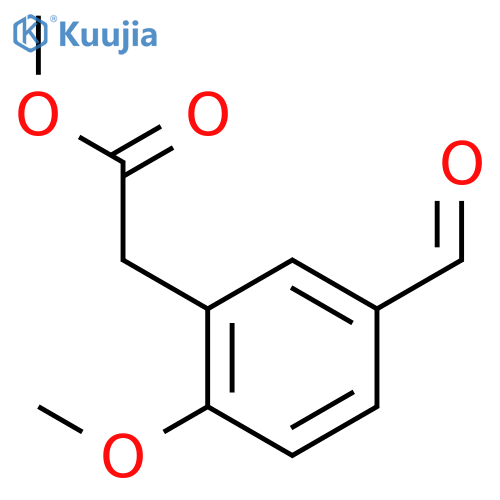 Benzeneacetic acid, 5-formyl-2-methoxy-, methyl ester structure