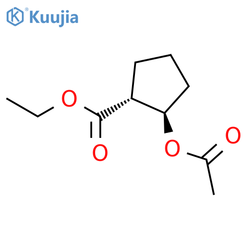 Cyclopentanecarboxylic acid, 2-(acetyloxy)-, ethyl ester, (1R,2R)- structure