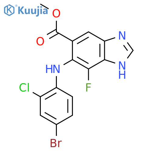 Methyl 6-((4-bromo-2-chlorophenyl)amino)-7-fluoro-1H-benzo[d]imidazole-5-carboxylate structure