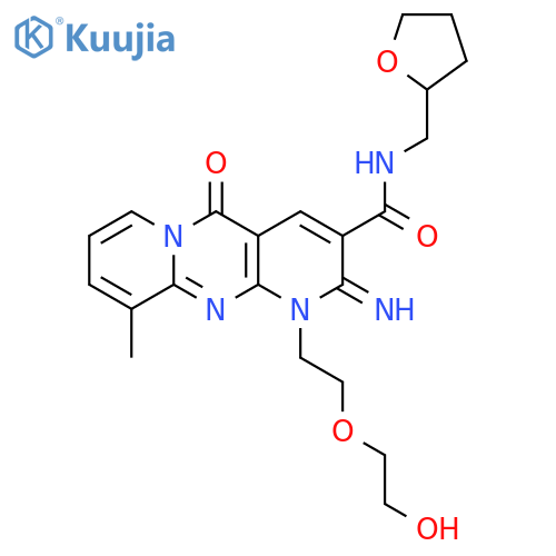 7-2-(2-hydroxyethoxy)ethyl-6-imino-11-methyl-2-oxo-N-(oxolan-2-yl)methyl-1,7,9-triazatricyclo8.4.0.0^{3,8}tetradeca-3(8),4,9,11,13-pentaene-5-carboxamide structure
