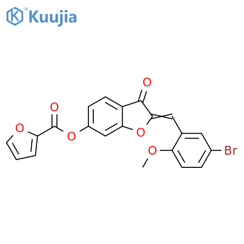 (2Z)-2-(5-bromo-2-methoxyphenyl)methylidene-3-oxo-2,3-dihydro-1-benzofuran-6-yl furan-2-carboxylate structure