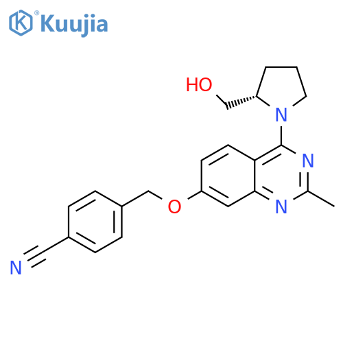 Benzonitrile,4-[[[4-[(2S)-2-(hydroxymethyl)-1-pyrrolidinyl]-2-methyl-7-quinazolinyl]oxy]methyl]- structure