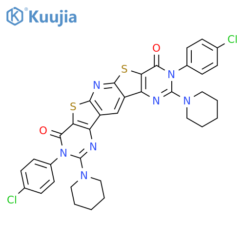 PYRIDO[3'',2'':4,5;5'',6'':4',5']DITHIENO[3,2-D:3',2'-D']DIPYRIMIDINE-4,8(3H,9H)-DIONE, 3,9-BIS(4-CHLOROPHENYL)-2,10-DI-1-PIPERIDINYL- structure