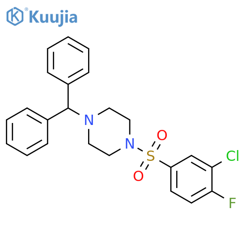 1-(3-chloro-4-fluorobenzenesulfonyl)-4-(diphenylmethyl)piperazine structure
