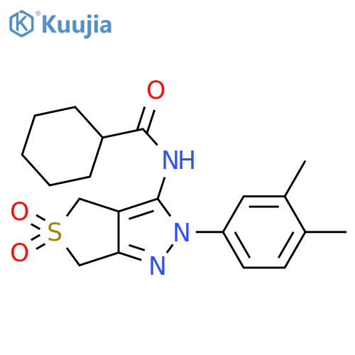 N-2-(3,4-dimethylphenyl)-5,5-dioxo-2H,4H,6H-5lambda6-thieno3,4-cpyrazol-3-ylcyclohexanecarboxamide structure