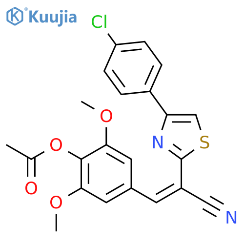 4-[(1E)-2-[4-(4-chlorophenyl)-1,3-thiazol-2-yl]-2-cyanoeth-1-en-1-yl]-2,6-dimethoxyphenyl acetate structure
