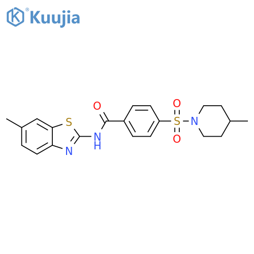 N-(6-methyl-1,3-benzothiazol-2-yl)-4-(4-methylpiperidin-1-yl)sulfonylbenzamide structure