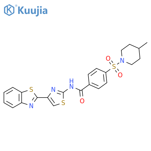 N-4-(1,3-benzothiazol-2-yl)-1,3-thiazol-2-yl-4-(4-methylpiperidin-1-yl)sulfonylbenzamide structure