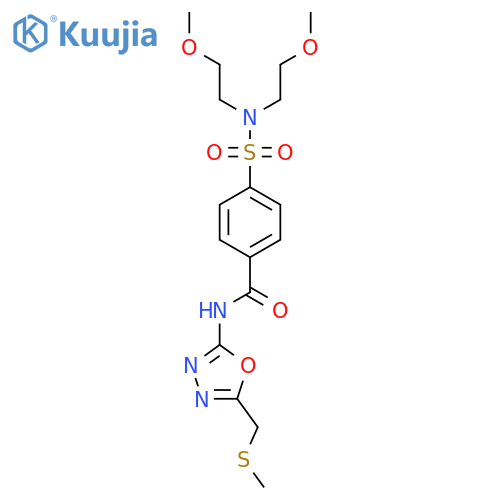 4-bis(2-methoxyethyl)sulfamoyl-N-{5-(methylsulfanyl)methyl-1,3,4-oxadiazol-2-yl}benzamide structure