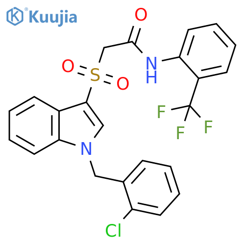 2-({1-[(2-chlorophenyl)methyl]-1H-indol-3-yl}sulfonyl)-N-[2-(trifluoromethyl)phenyl]acetamide structure