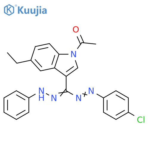 1H-Indole,1-acetyl-3-[[(4-chlorophenyl)azo](phenylhydrazono)methyl]-5-ethyl- structure