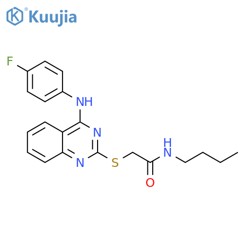 N-butyl-2-({4-(4-fluorophenyl)aminoquinazolin-2-yl}sulfanyl)acetamide structure