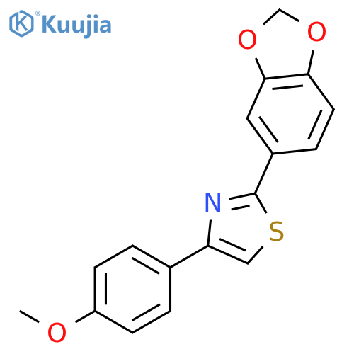 Thiazole, 2-(1,3-benzodioxol-5-yl)-4-(4-methoxyphenyl)- structure