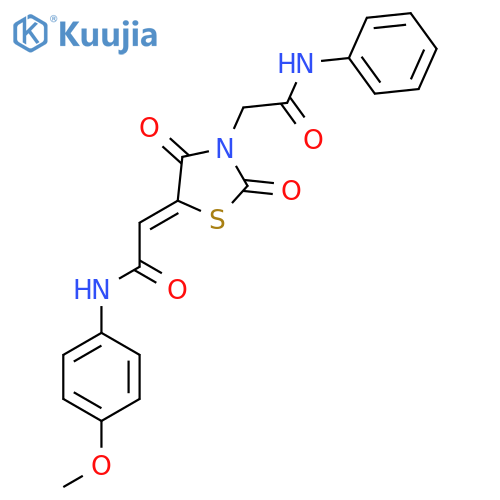 2-(5Z)-2,4-dioxo-3-(phenylcarbamoyl)methyl-1,3-thiazolidin-5-ylidene-N-(4-methoxyphenyl)acetamide structure