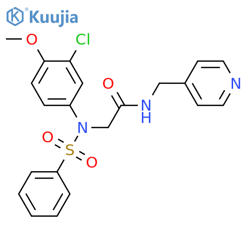 <br>2-[3-chloro-4-methoxy(phenylsulfonyl)anilino]-N-(4-pyridinylmethyl)acetamid e structure