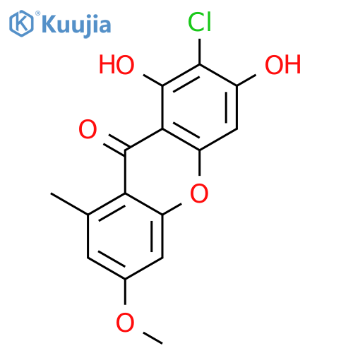 2-chloro-1,3-dihydroxy-6-methoxy-8-methyl-xanthen-9-one structure