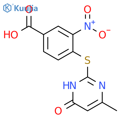 4-(6-methyl-4-oxo-1,4-dihydropyrimidin-2-yl)sulfanyl-3-nitrobenzoic acid structure