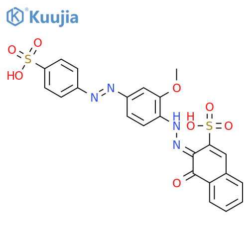 (3E)-3-(2-{2-methoxy-4-[(E)-(4-sulfophenyl)diazenyl]phenyl}hydrazinylidene)-4-oxo-3,4-dihydronaphthalene-2-sulfonic acid structure
