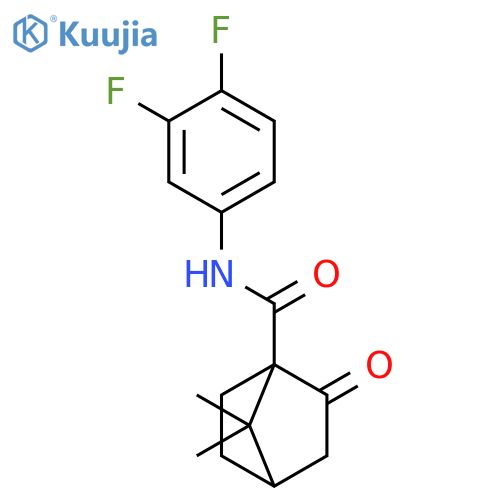 N-(3,4-difluorophenyl)-7,7-dimethyl-3-oxobicyclo[2.2.1]heptane-4-carboxamide structure