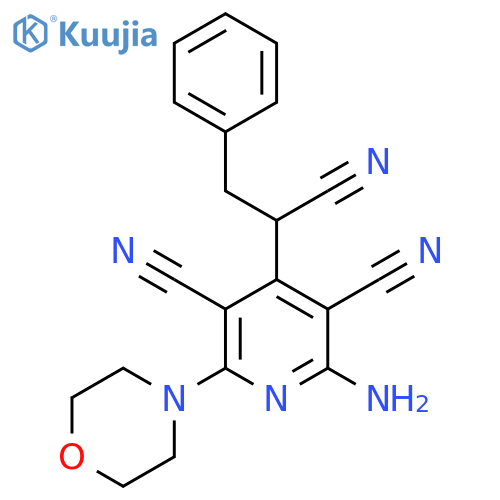 3,5-Pyridinedicarbonitrile, 2-amino-4-(1-cyano-2-phenylethyl)-6-(4-morpholinyl)- structure