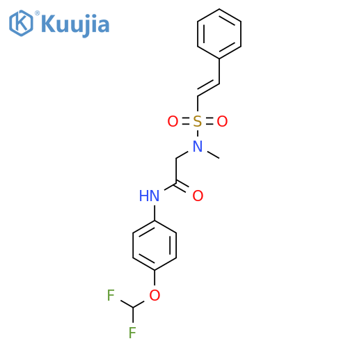 N-[4-(difluoromethoxy)phenyl]-2-[methyl-[(E)-2-phenylethenyl]sulfonylamino]acetamide structure