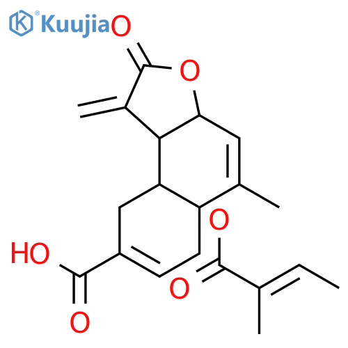 (3aR,4R,6Z,10E,11aR)-2,3,3a,4,5,8,9,11a-Octahydro-10-methyl-3-methylene-4-[[(Z)-2-methyl-1-oxo-2-butenyl]oxy]-2-oxocyclodeca[b]furan-6-carboxylic acid structure
