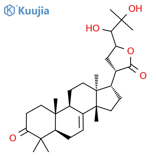 (13α,14β,17α,20S)-23,24,25-Trihydroxy-3-oxo-5α-lanost-7-en-21-oic acid γ-lactone structure