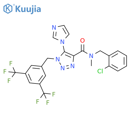 1H-1,2,3-Triazole-4-carboxamide, 1-[[3,5-bis(trifluoromethyl)phenyl]methyl]-N-[(2-chlorophenyl)methyl]-5-(1H-imidazol-1-yl)-N-methyl- structure