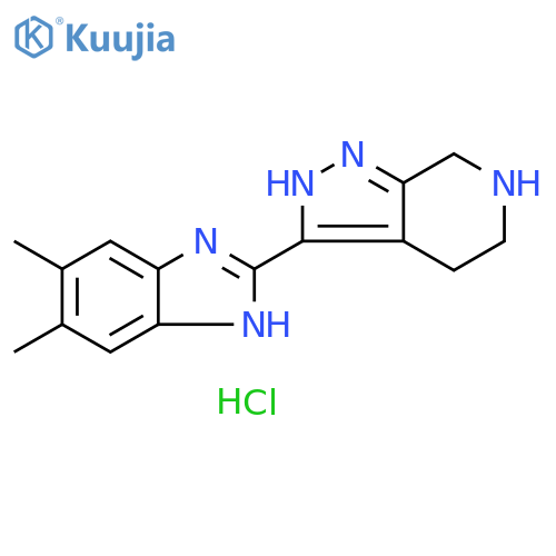 2H-Pyrazolo[3,4-c]pyridine, 3-(5,6-dimethyl-1H-benzimidazol-2-yl)-4,5,6,7-tetrahydro-, hydrochloride (1:) structure