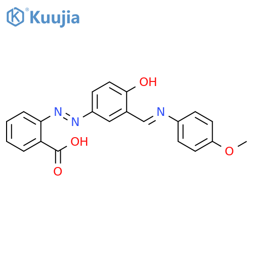 Benzoic acid, 2-[(1E)-2-[4-hydroxy-3-[(E)-((4-methoxyphenyl)imino)methyl]phenyl]diazenyl]- structure