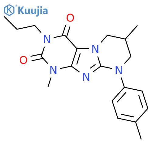 1,7-dimethyl-9-(4-methylphenyl)-3-propyl-1H,2H,3H,4H,6H,7H,8H,9H-pyrimido1,2-gpurine-2,4-dione structure