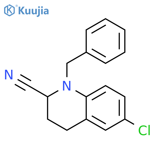 2-QUINOLINECARBONITRILE, 6-CHLORO-1,2,3,4-TETRAHYDRO-1-(PHENYLMETHYL)- structure