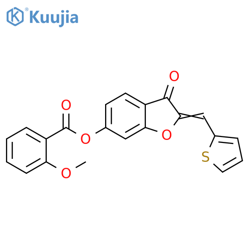 (2Z)-3-oxo-2-(thiophen-2-yl)methylidene-2,3-dihydro-1-benzofuran-6-yl 2-methoxybenzoate structure