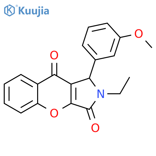 2-ethyl-1-(3-methoxyphenyl)-1H,2H,3H,9H-chromeno2,3-cpyrrole-3,9-dione structure