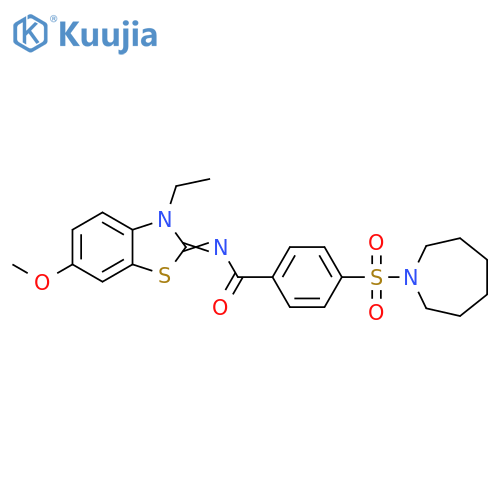 4-(azepane-1-sulfonyl)-N-(2Z)-3-ethyl-6-methoxy-2,3-dihydro-1,3-benzothiazol-2-ylidenebenzamide structure