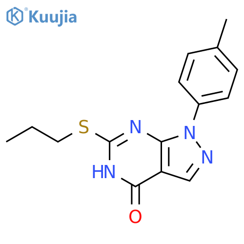 1-(4-methylphenyl)-6-(propylsulfanyl)-1H,4H,5H-pyrazolo3,4-dpyrimidin-4-one structure
