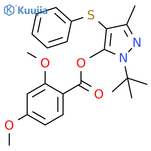 1-tert-butyl-3-methyl-4-(phenylsulfanyl)-1H-pyrazol-5-yl 2,4-dimethoxybenzoate structure
