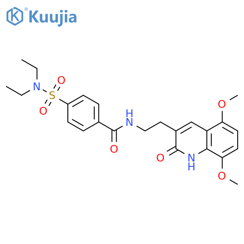 4-(diethylsulfamoyl)-N-2-(5,8-dimethoxy-2-oxo-1,2-dihydroquinolin-3-yl)ethylbenzamide structure