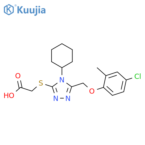 2-({5-(4-chloro-2-methylphenoxy)methyl-4-cyclohexyl-4H-1,2,4-triazol-3-yl}sulfanyl)acetic acid structure