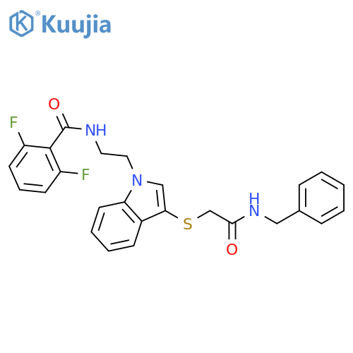 N-2-(3-{(benzylcarbamoyl)methylsulfanyl}-1H-indol-1-yl)ethyl-2,6-difluorobenzamide structure