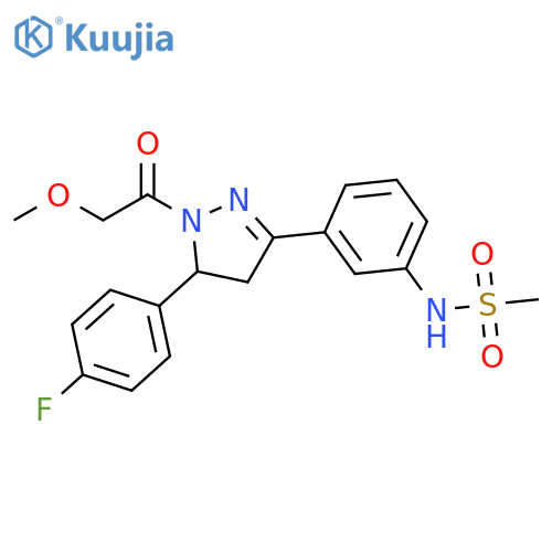 N-{3-5-(4-fluorophenyl)-1-(2-methoxyacetyl)-4,5-dihydro-1H-pyrazol-3-ylphenyl}methanesulfonamide structure