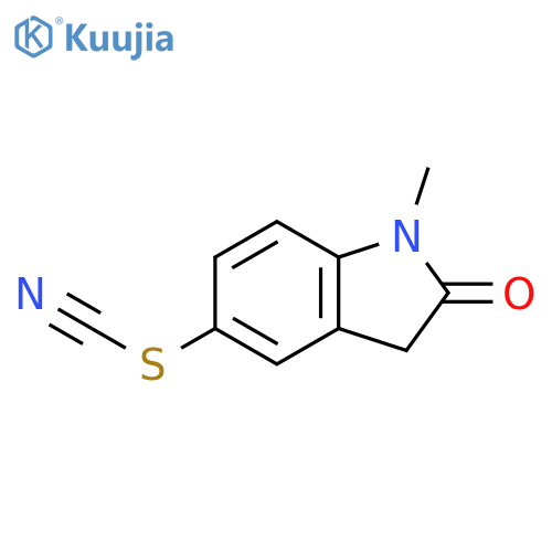 Thiocyanic acid 2,3-dihydro-1-methyl-2-oxo-1H-indol-5-yl ester structure