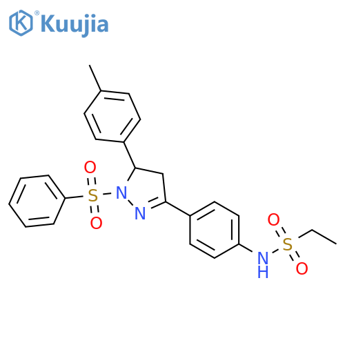 N-{4-1-(benzenesulfonyl)-5-(4-methylphenyl)-4,5-dihydro-1H-pyrazol-3-ylphenyl}ethane-1-sulfonamide structure