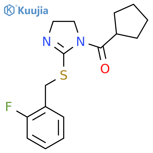 1-cyclopentanecarbonyl-2-{(2-fluorophenyl)methylsulfanyl}-4,5-dihydro-1H-imidazole structure