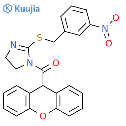 2-{(3-nitrophenyl)methylsulfanyl}-1-(9H-xanthene-9-carbonyl)-4,5-dihydro-1H-imidazole structure